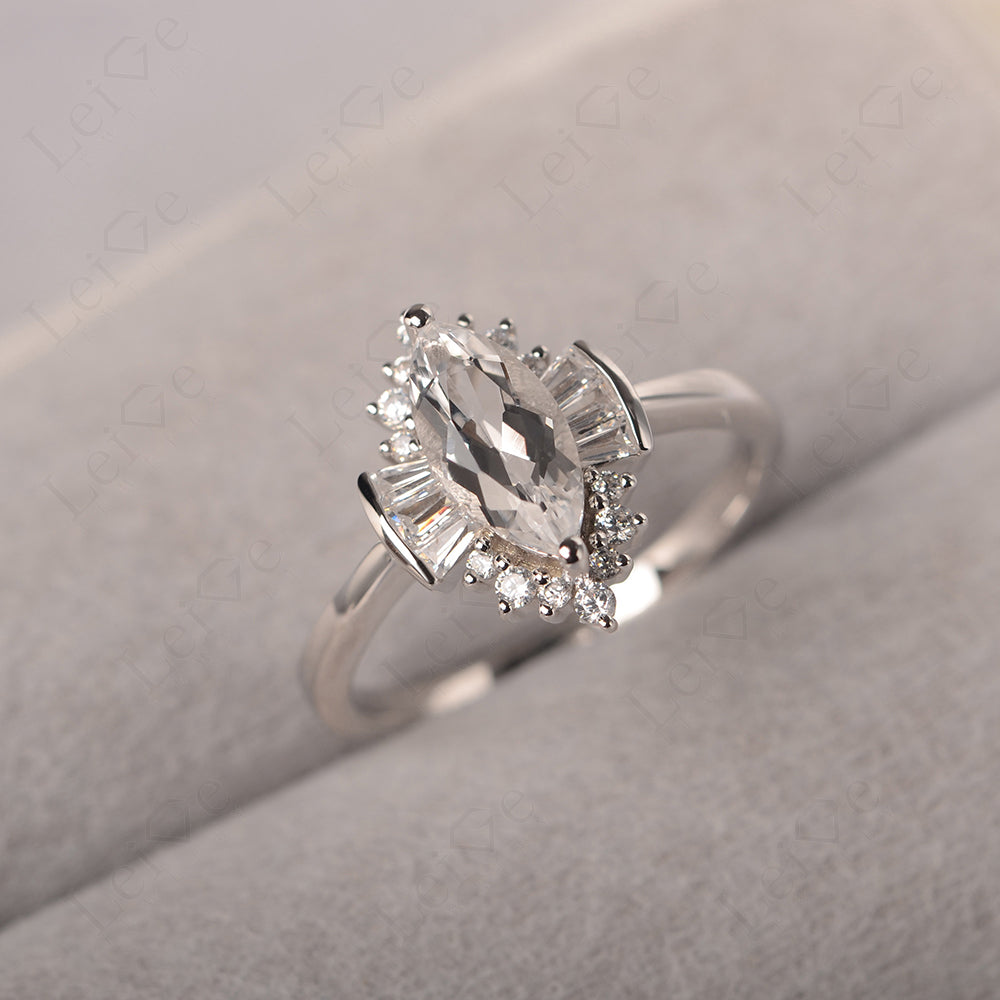Marquise White Topaz Engagement Ring White Gold