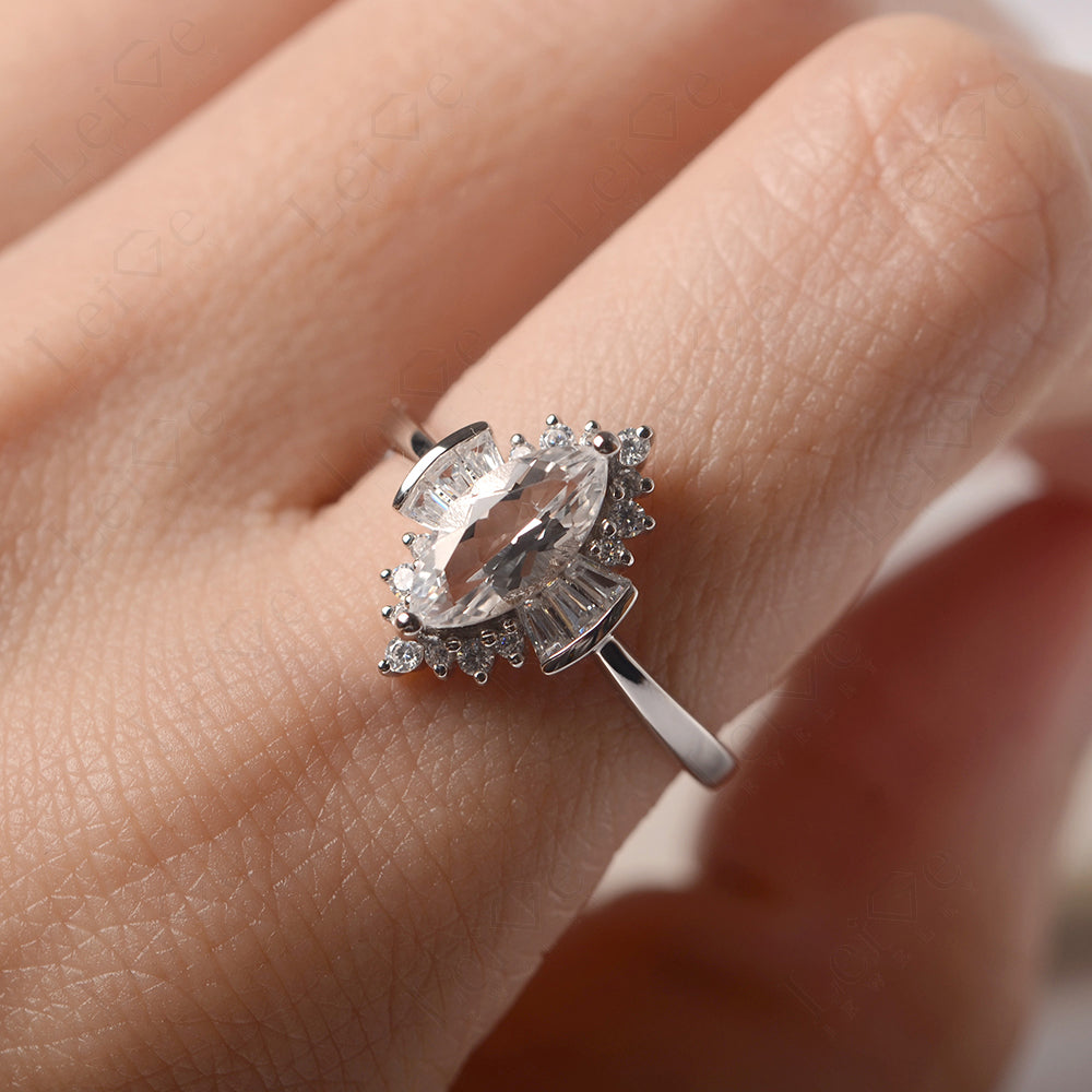 Marquise White Topaz Engagement Ring White Gold