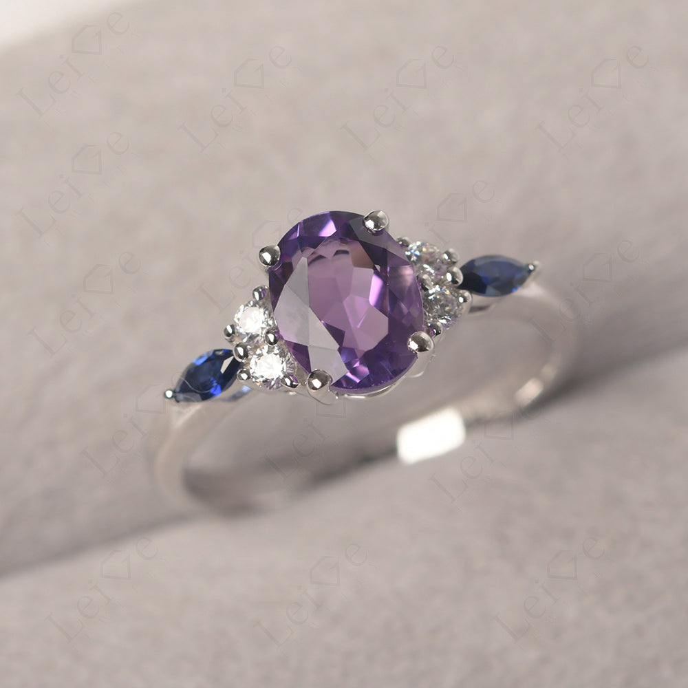 Amethyst Ring Sterling Silver Oval Cut Ring