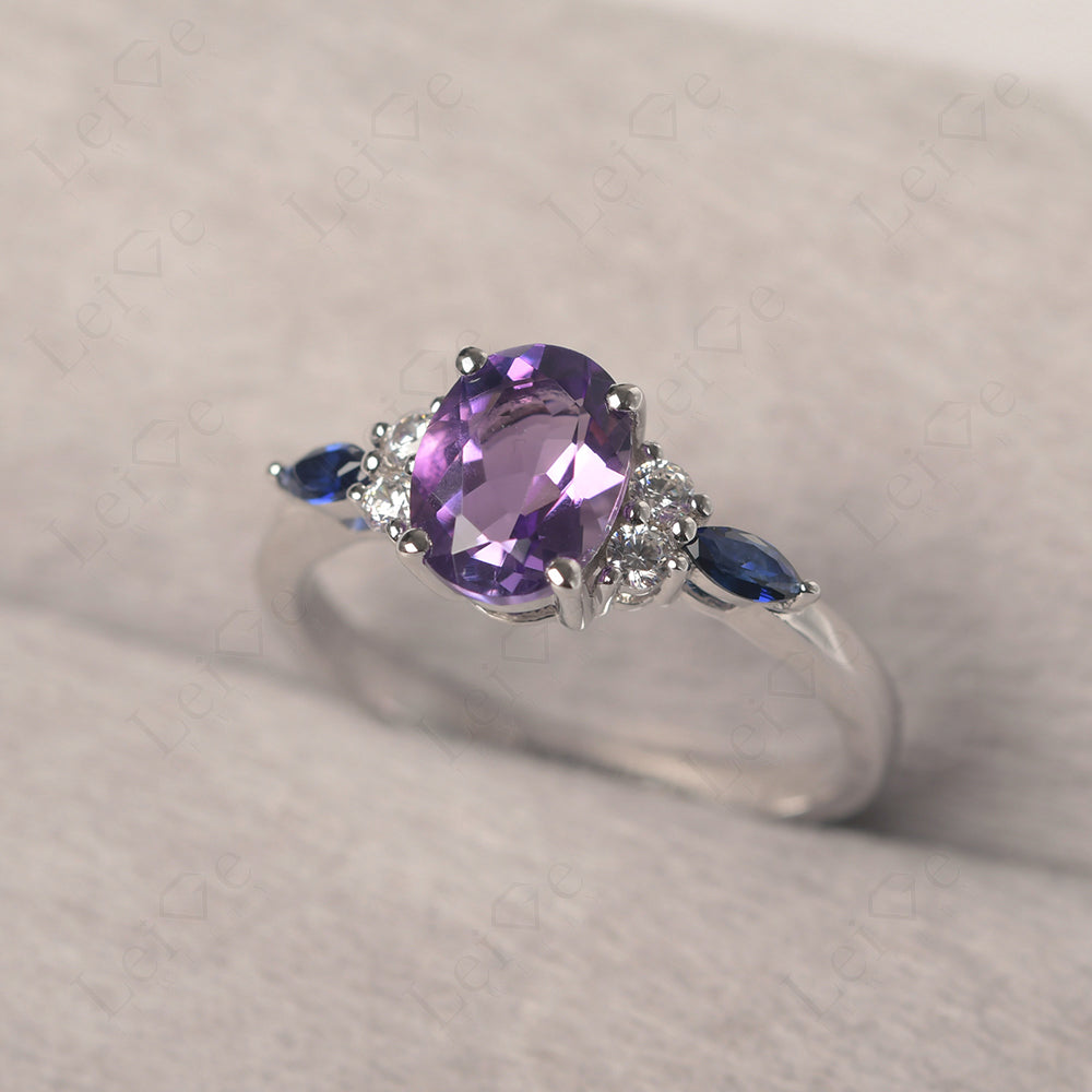 Amethyst Ring Sterling Silver Oval Cut Ring