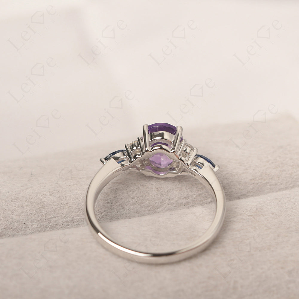 Amethyst Ring Sterling Silver Oval Cut Ring