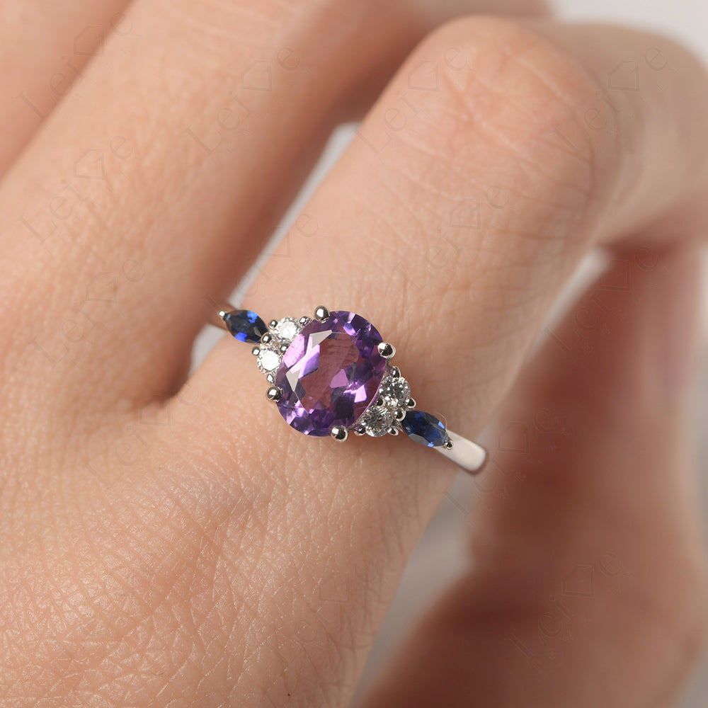 Amethyst Ring Sterling Silver Oval Cut Ring