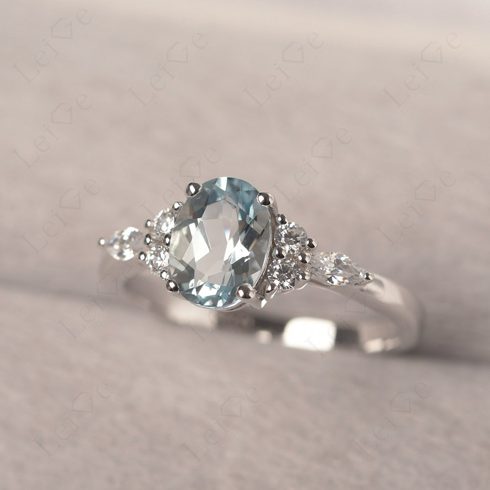 Aquamarine Ring Sterling Silver Oval Cut Ring