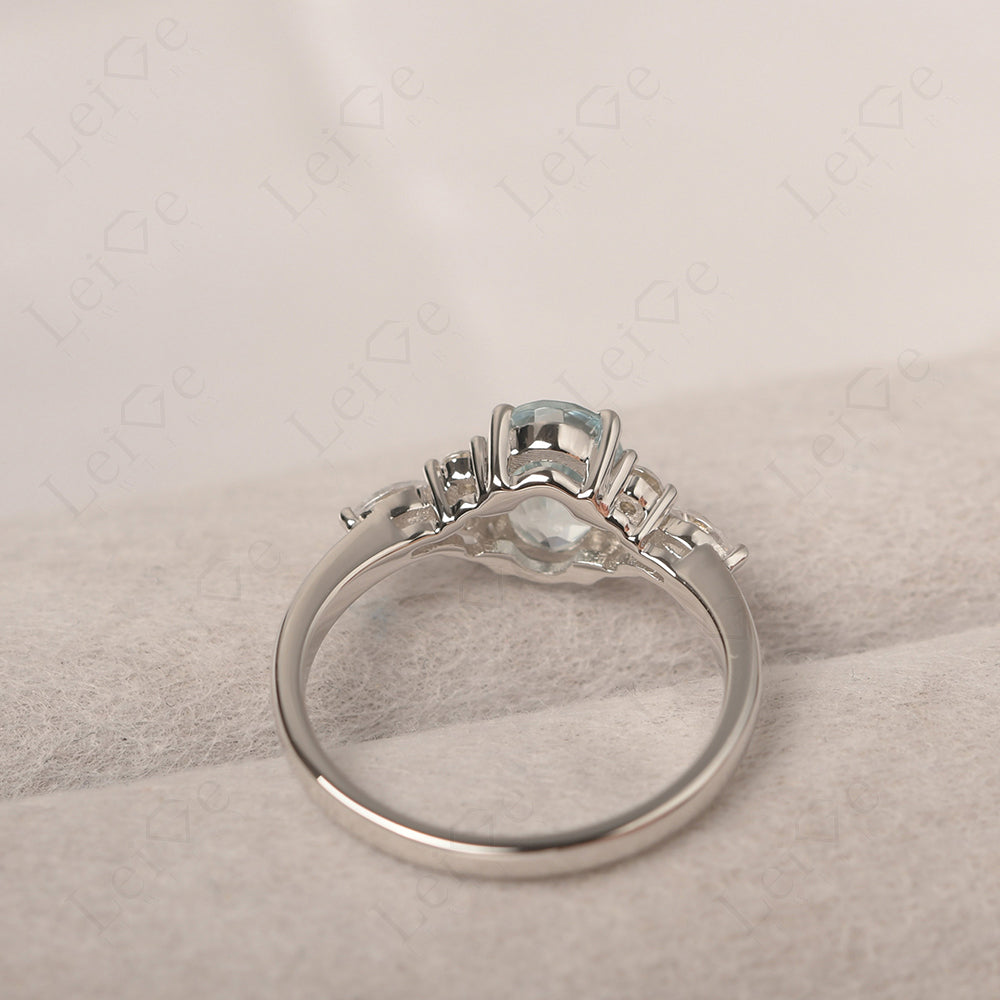 Aquamarine Ring Sterling Silver Oval Cut Ring
