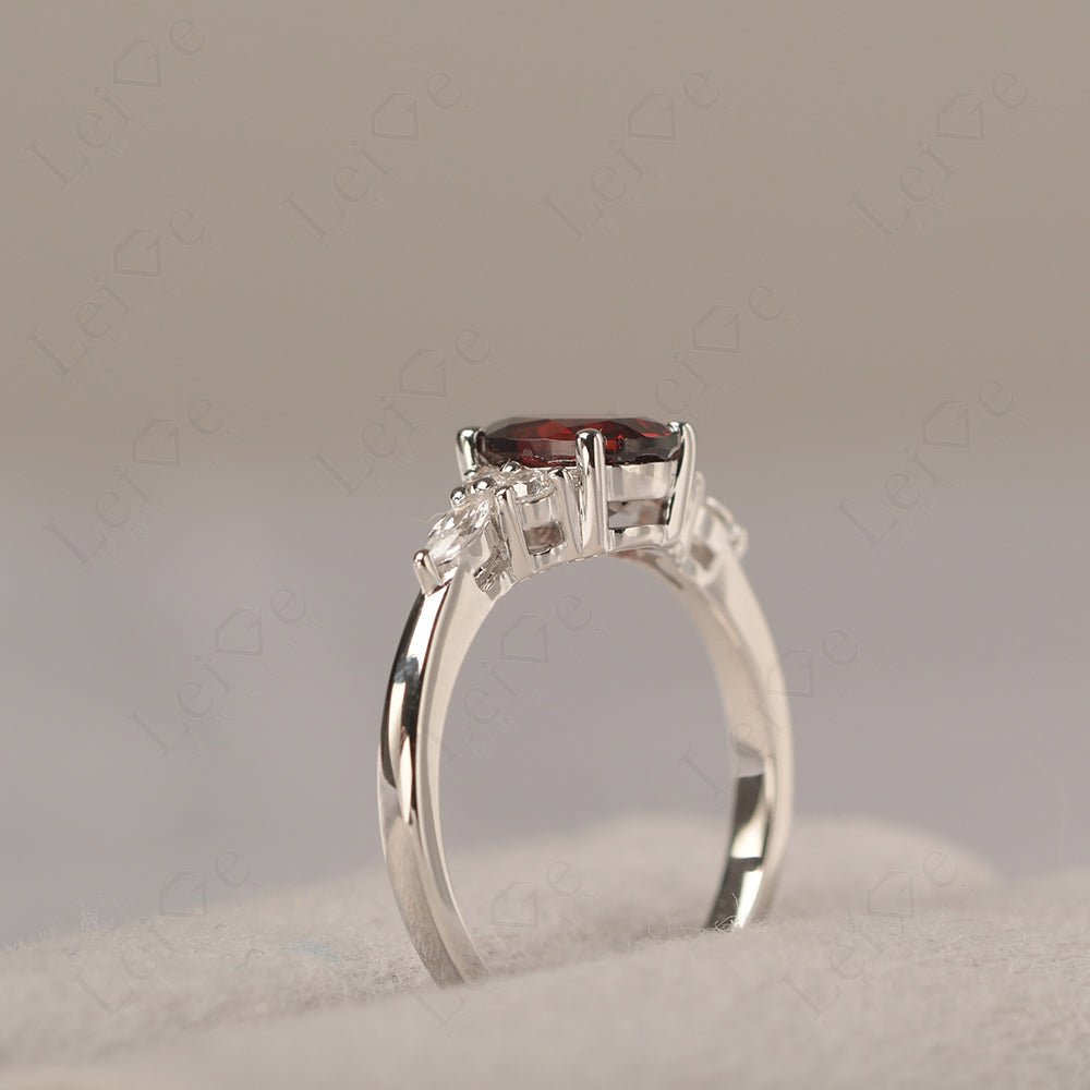 Garnet Ring Sterling Silver Oval Cut Ring