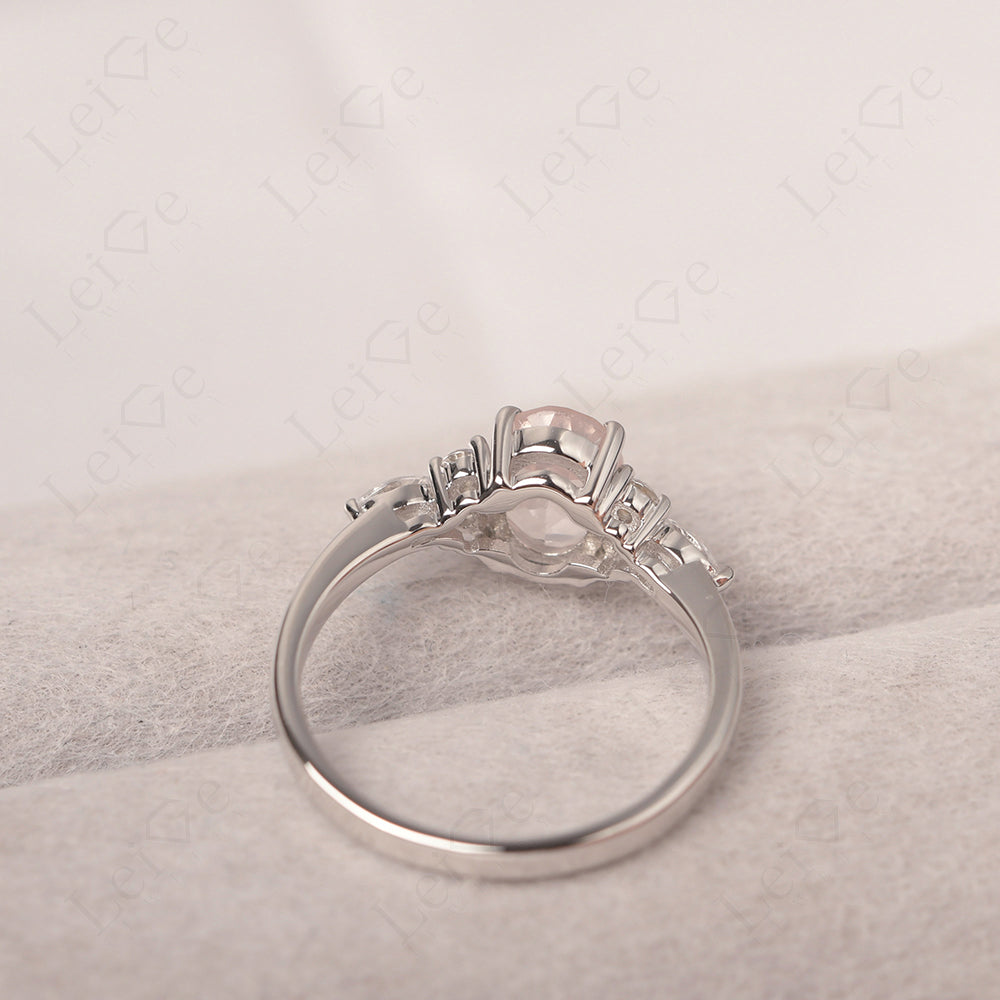 Rose Quartz Ring Sterling Silver Oval Cut Ring