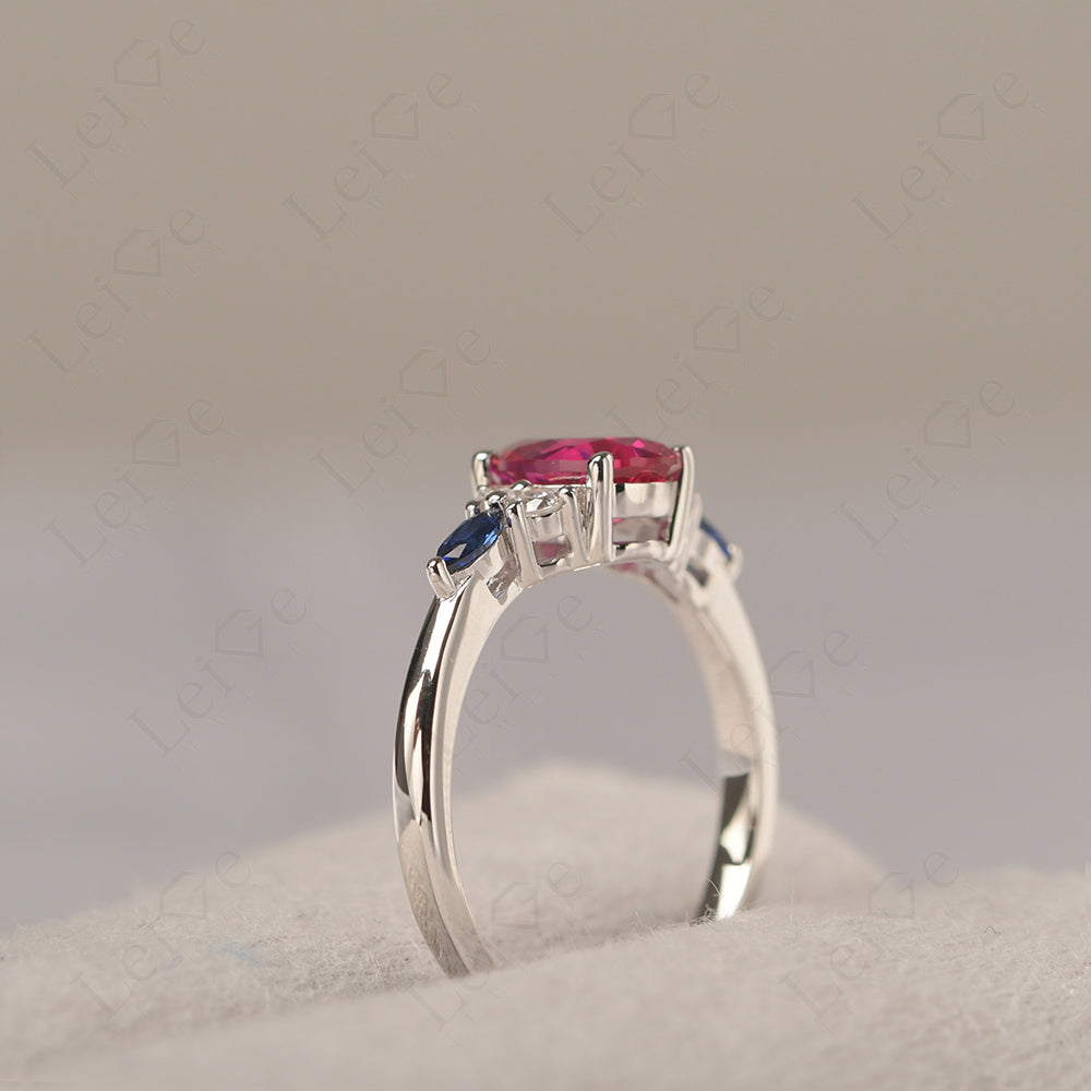 Ruby Ring Sterling Silver Oval Cut Ring