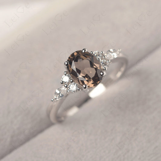 Smoky Quartz Ring Sterling Silver Oval Cut Ring