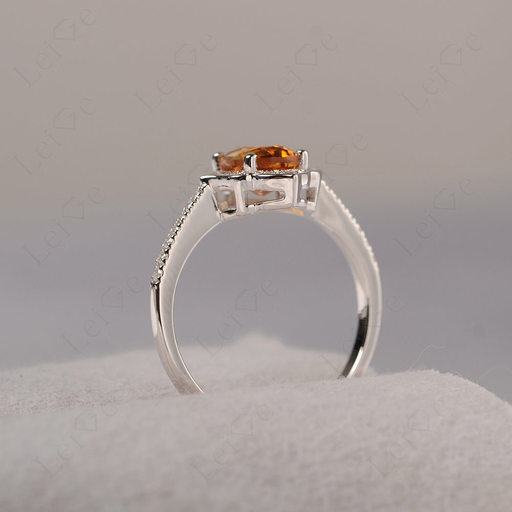 Citrine Vintage Oval Halo Engagement Rings