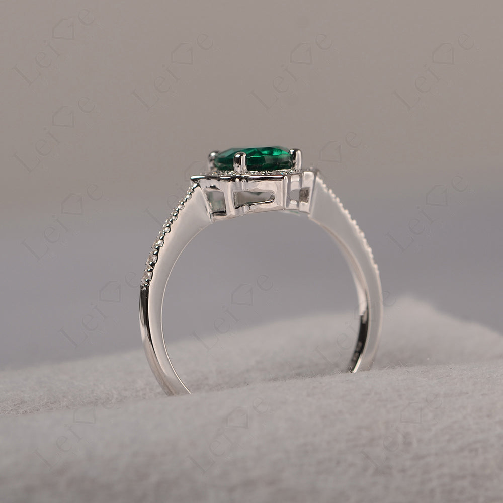 Emerald Vintage Oval Halo Engagement Rings