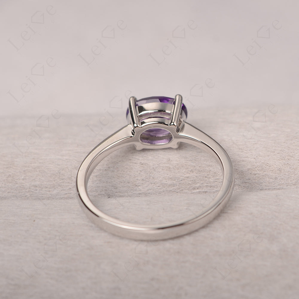 Amethyst Horizontal Oval Solitaire Engagement Rings