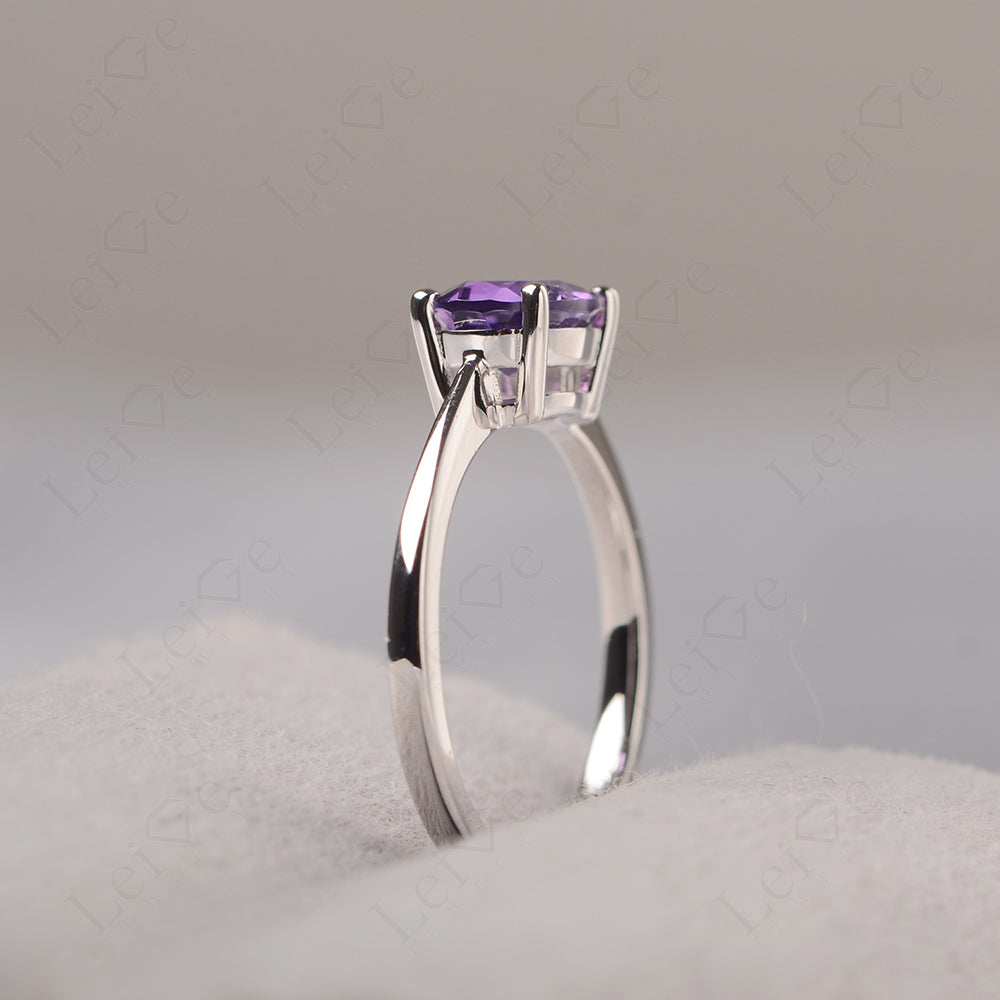 Amethyst Horizontal Oval Solitaire Engagement Rings