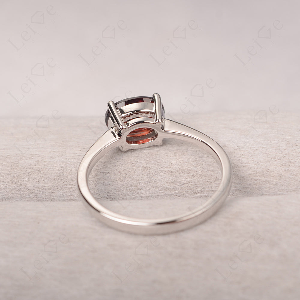 Garnet Horizontal Oval Solitaire Engagement Rings