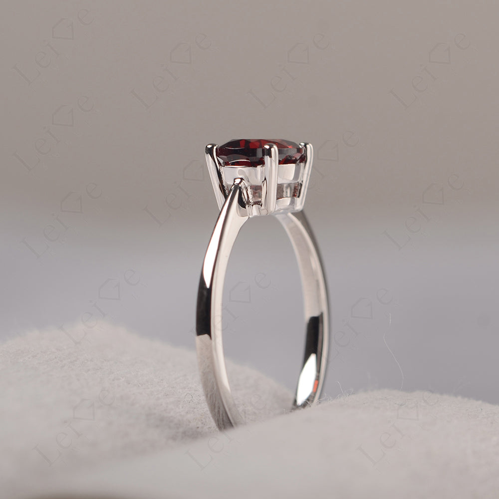 Garnet Horizontal Oval Solitaire Engagement Rings