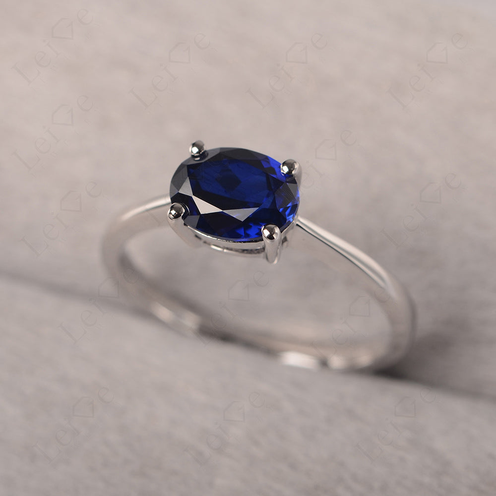 Sapphire Horizontal Oval Solitaire Engagement Rings