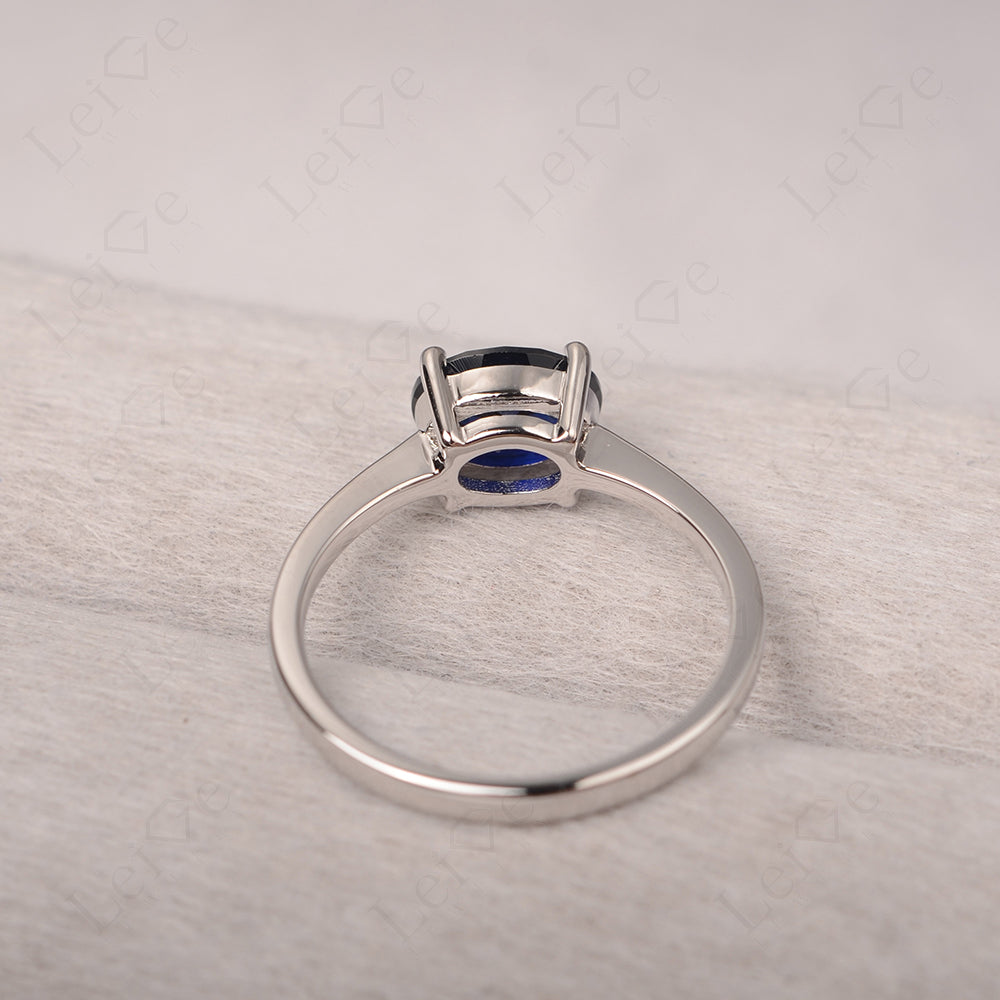 Sapphire Horizontal Oval Solitaire Engagement Rings