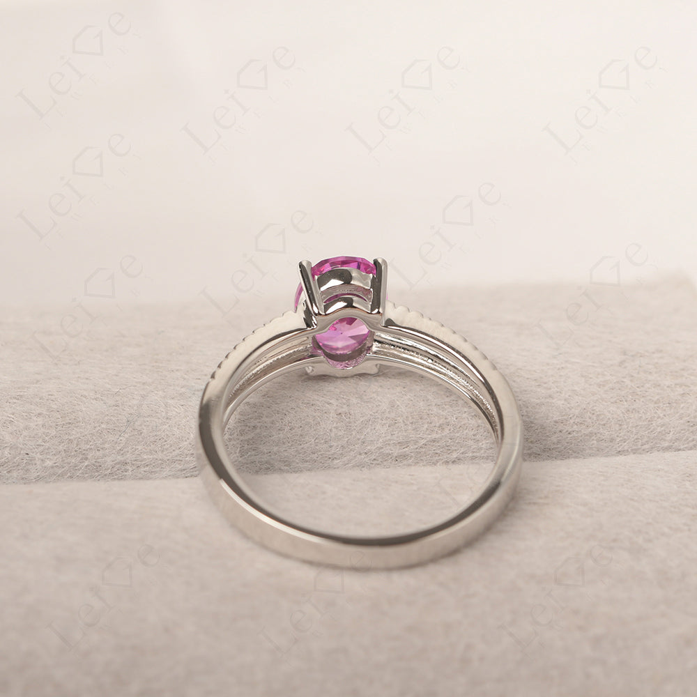 Oval Pink Sapphire Wide Band Engagement Ring