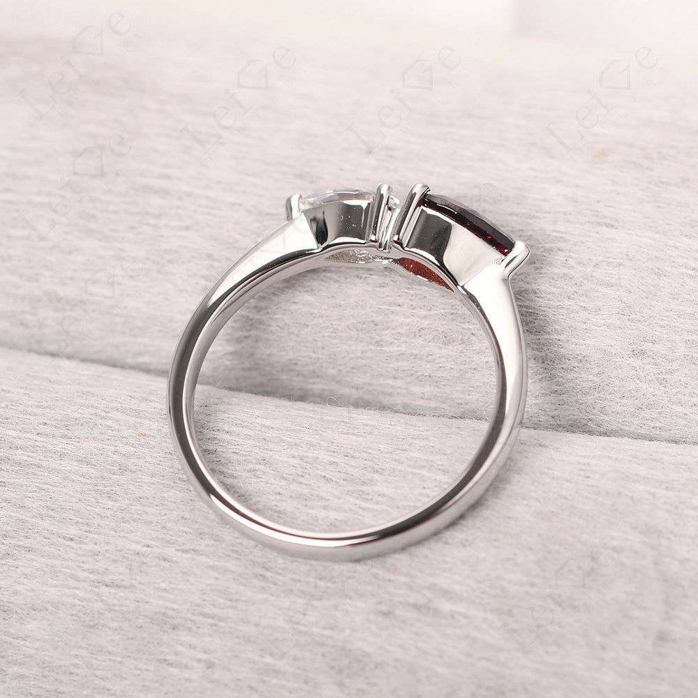 East West Pear Cubic Zirconia And Garnet Ring