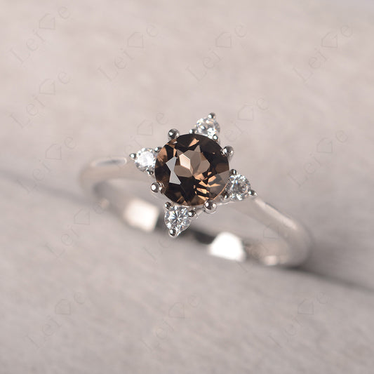 Smoky Quartz Ring North Star Ring Yellow Gold