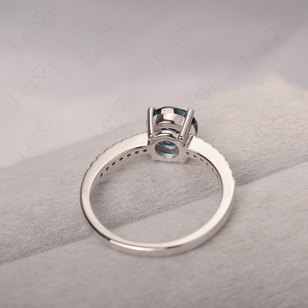 London Blue Topaz Wedding Ring Round Cut Sterling Silver