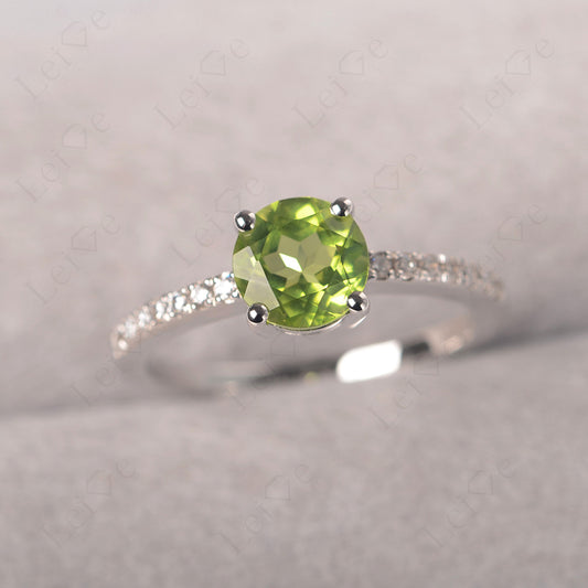 Peridot Wedding Ring Round Cut Sterling Silver