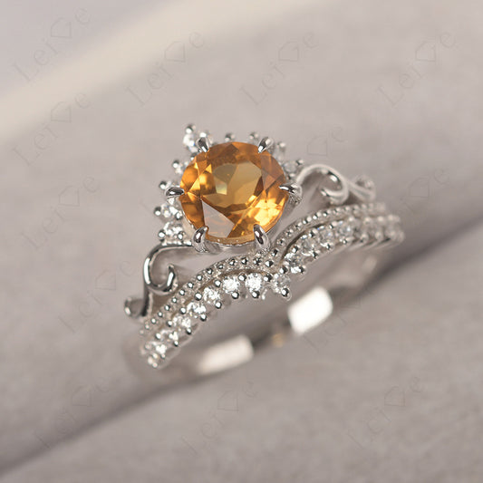 Vintage Citrine Cocktail Ring Yellow Gold