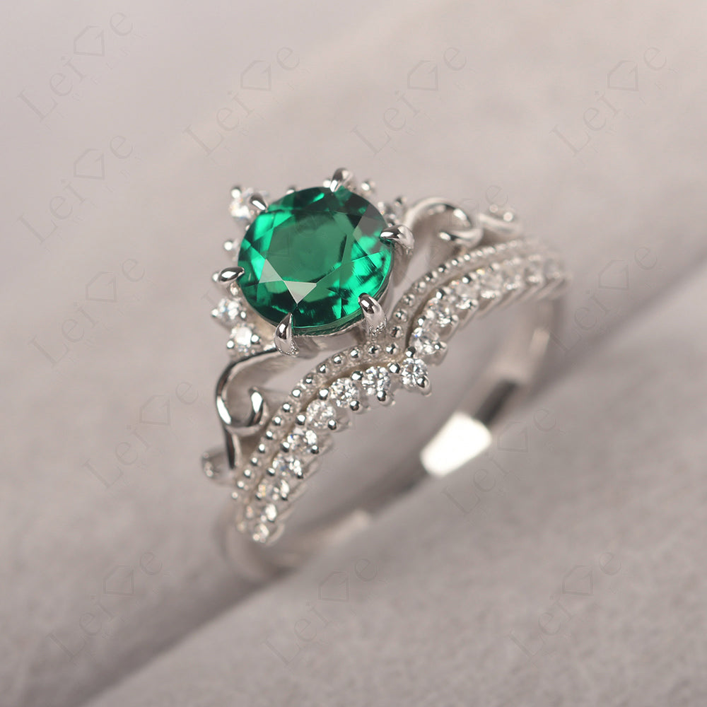 Vintage Emerald Cocktail Ring Yellow Gold