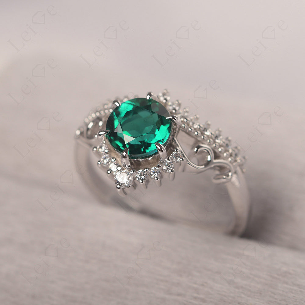 Vintage Emerald Cocktail Ring Yellow Gold