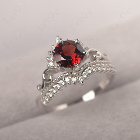 Vintage Garnet Cocktail Ring Yellow Gold