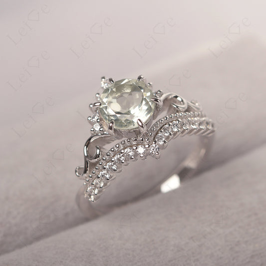 Vintage Green Amethyst Cocktail Ring Yellow Gold