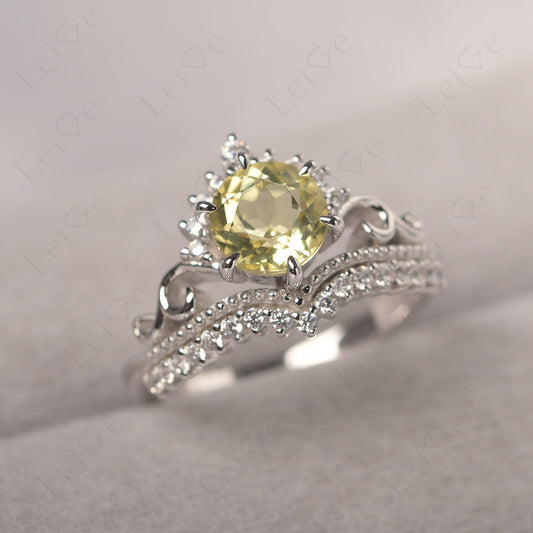 Vintage Lemon Quartz Cocktail Ring Yellow Gold