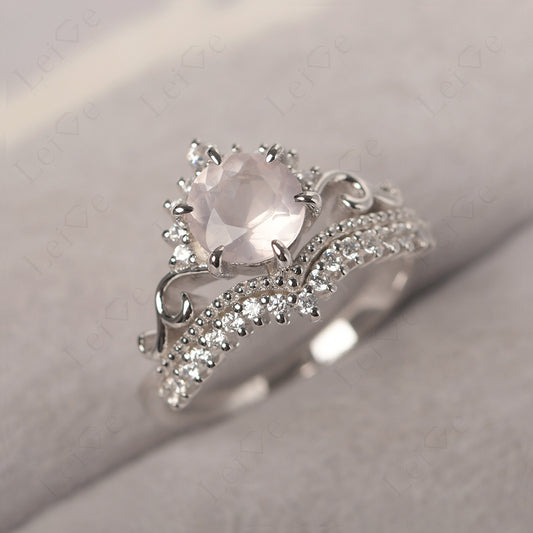 Vintage Rose Quartz Cocktail Ring Yellow Gold