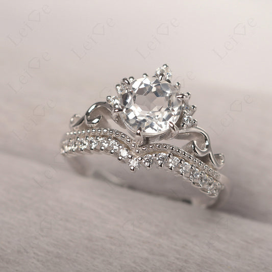 Vintage White Topaz Cocktail Ring Yellow Gold