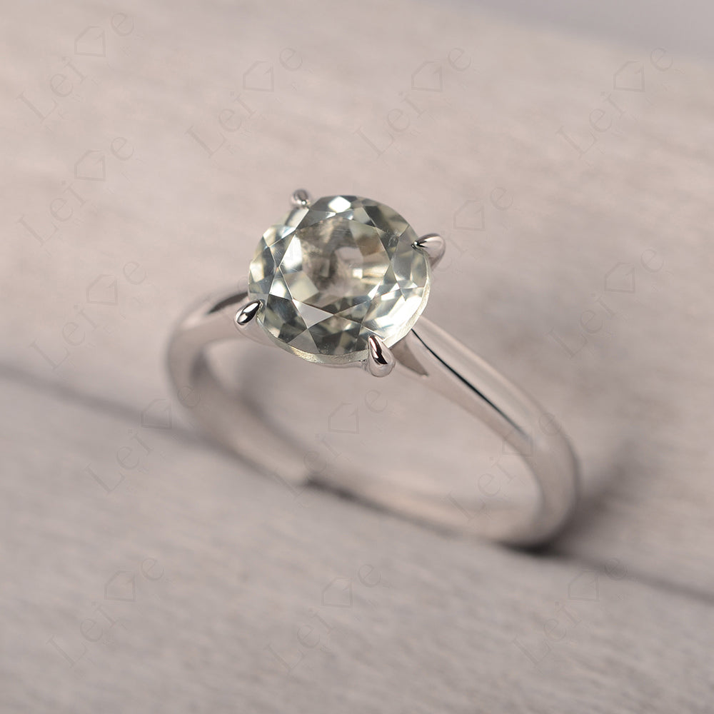 Green Amethyst Cathedral Solitaire Engagement Ring