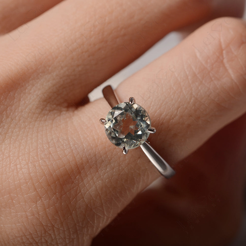 Green Amethyst Cathedral Solitaire Engagement Ring