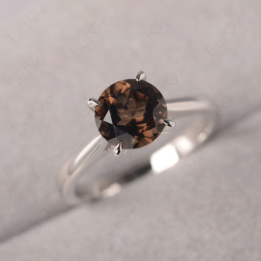 Smoky Quartz Cathedral Solitaire Engagement Ring