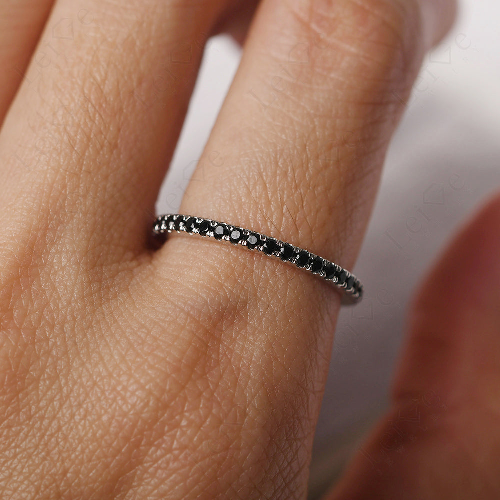 Black Spinel Eternity Ring Silver