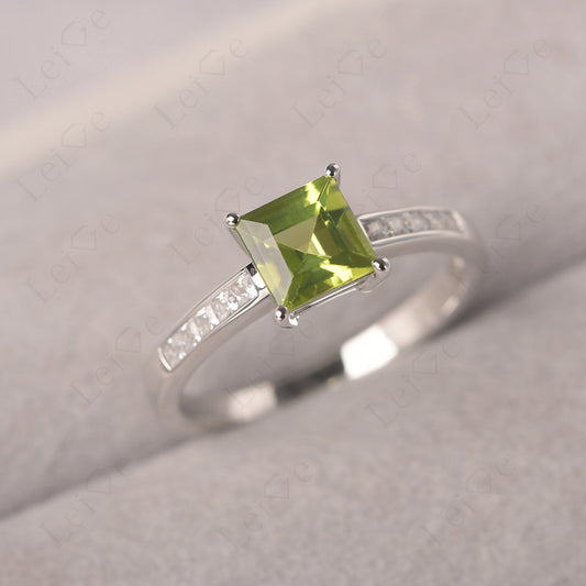 Peridot Wedding Rings Princess Cut Rose Gold