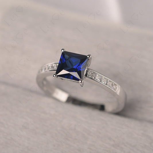 Sapphire Wedding Rings Princess Cut Rose Gold