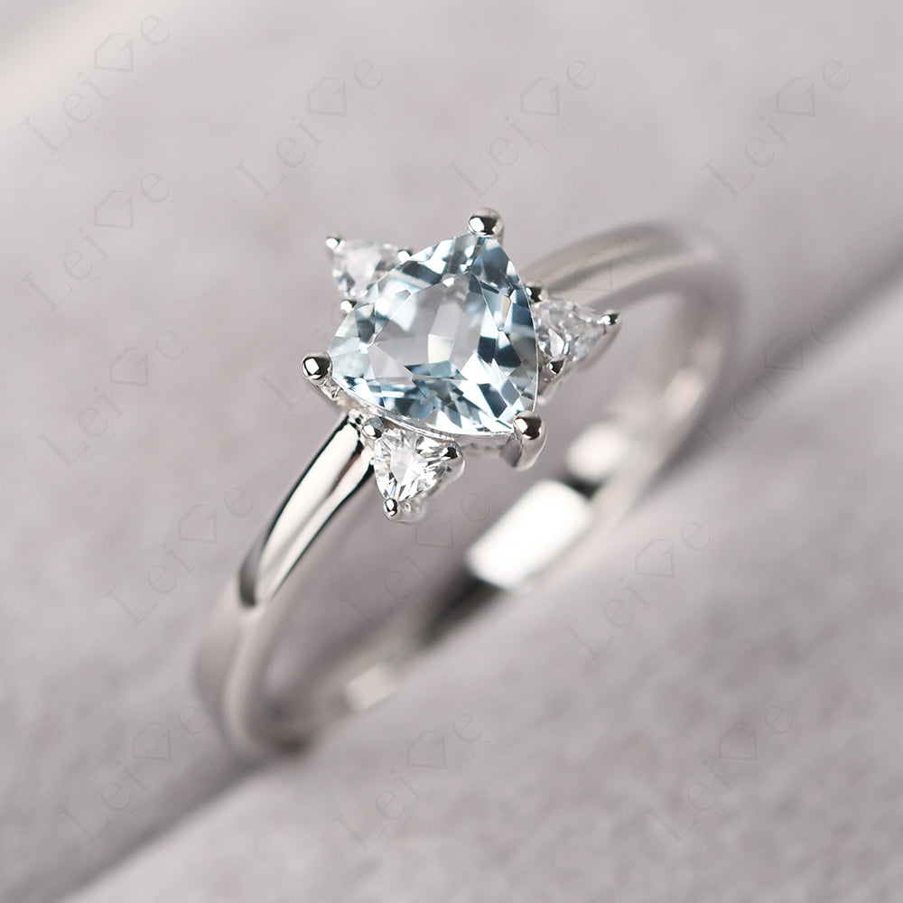 Six Point Star Ring Aquamarine Wedding Ring