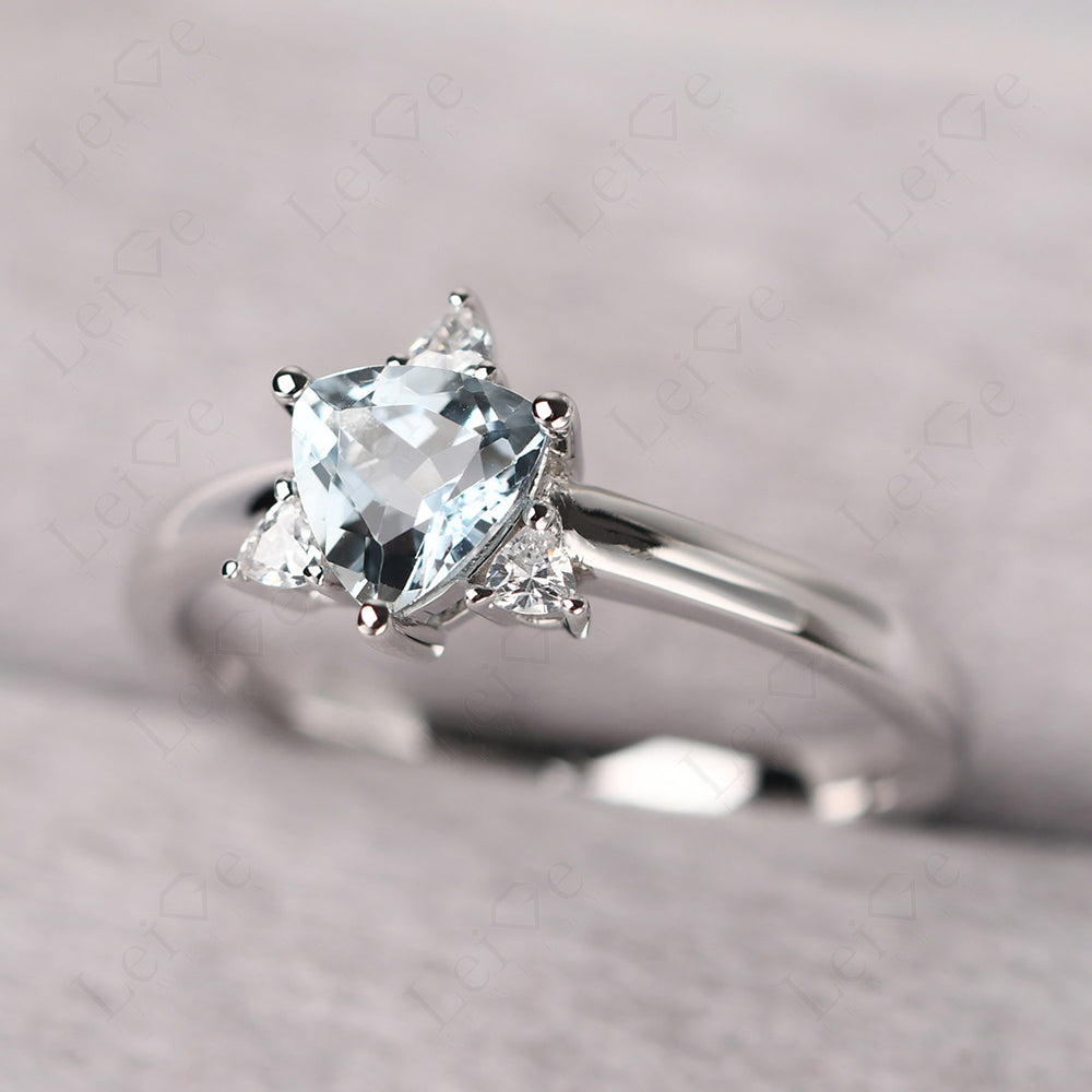 Six Point Star Ring Aquamarine Wedding Ring