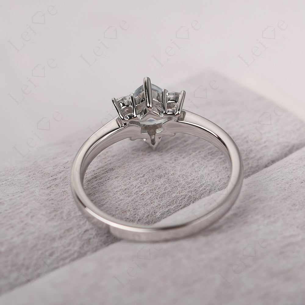 Six Point Star Ring Aquamarine Wedding Ring