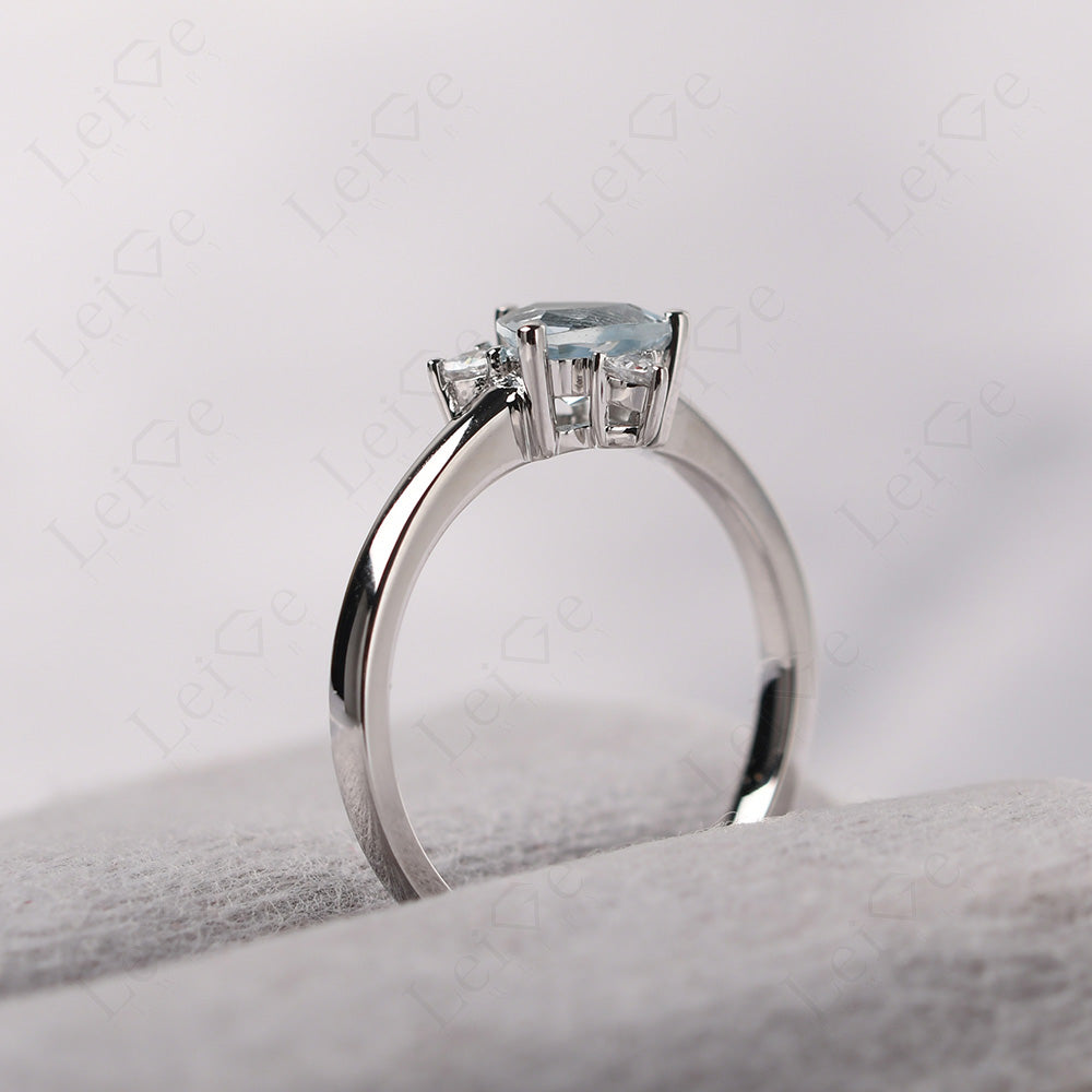 Six Point Star Ring Aquamarine Wedding Ring